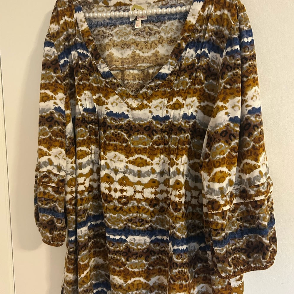 Fig and Flower Blue and Brown Tunic